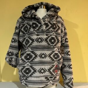 New Ohio State Buckeyes Colosseum Grey Southwest Sherpa Jacket Hoodie Womens M